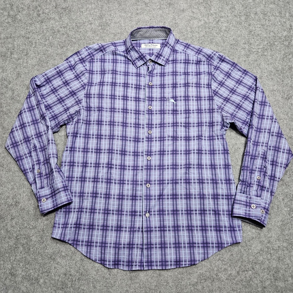 Tommy Bahama Men's The Newport Coast Flip Cuff Pocket Purple Shirt Medium